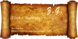 Zintz György névjegykártya